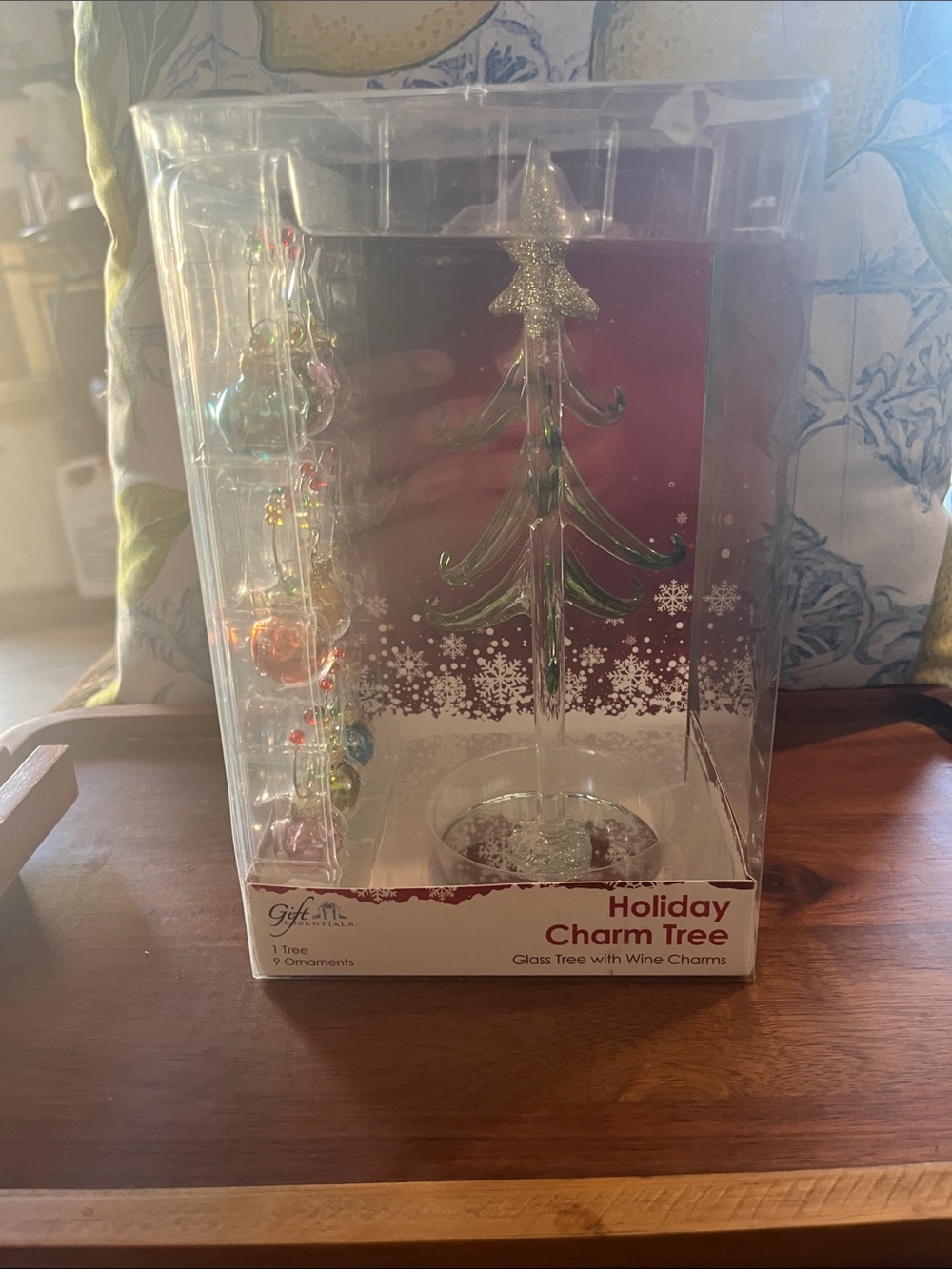 Craft Clear Glass Holiday Tree with Gold Star and Multicolor Charms